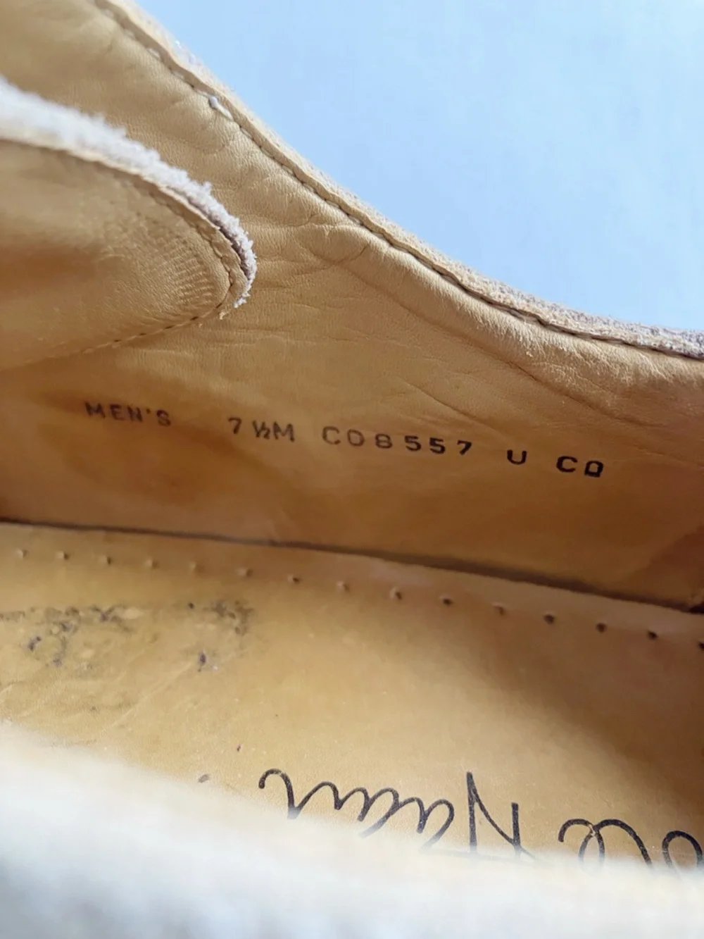 Cole Haan Men’s Great Jones Oxfords Shoes Size 7.5 Cream Beige Suede Derby Dress